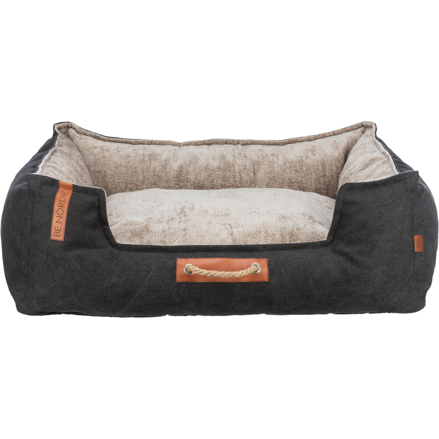 BE NORDIC Cama Föhr, cuadrado, 60 × 50 cm, Negro/Arena