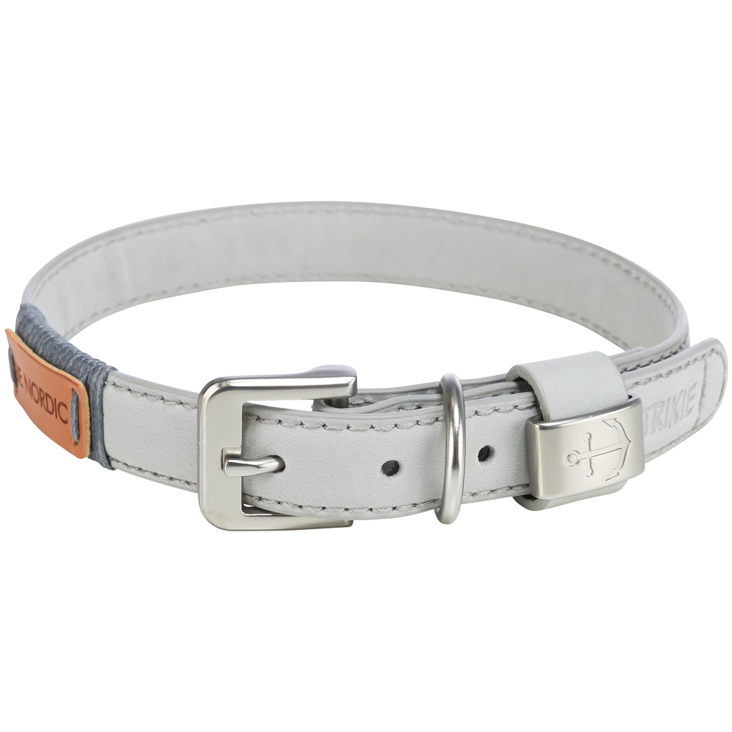 BE NORDIC Collar de Cuero, S–M, 40 cm/20 mm, Gris claro - Imagen 2