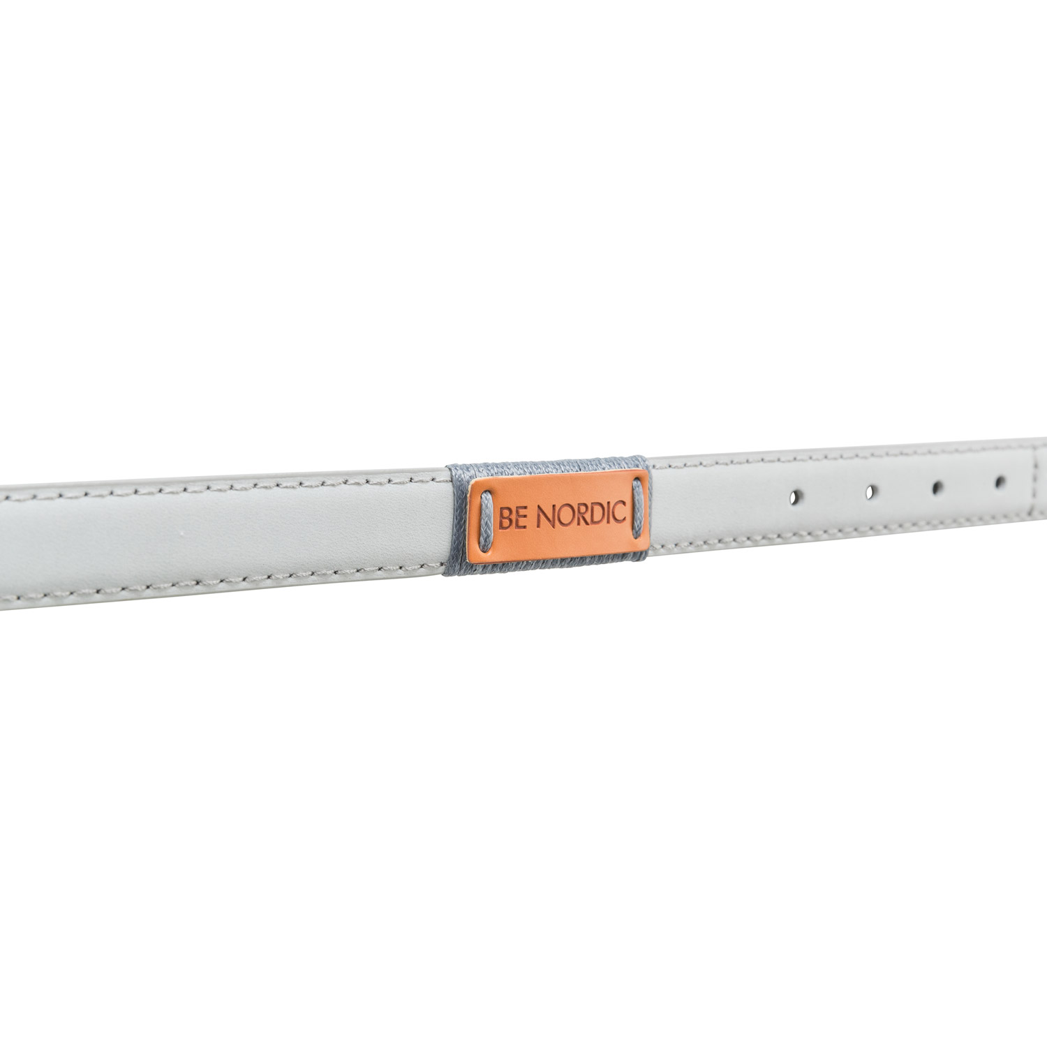 BE NORDIC Collar de Cuero, S–M, 40 cm/20 mm, Gris claro - Imagen 3