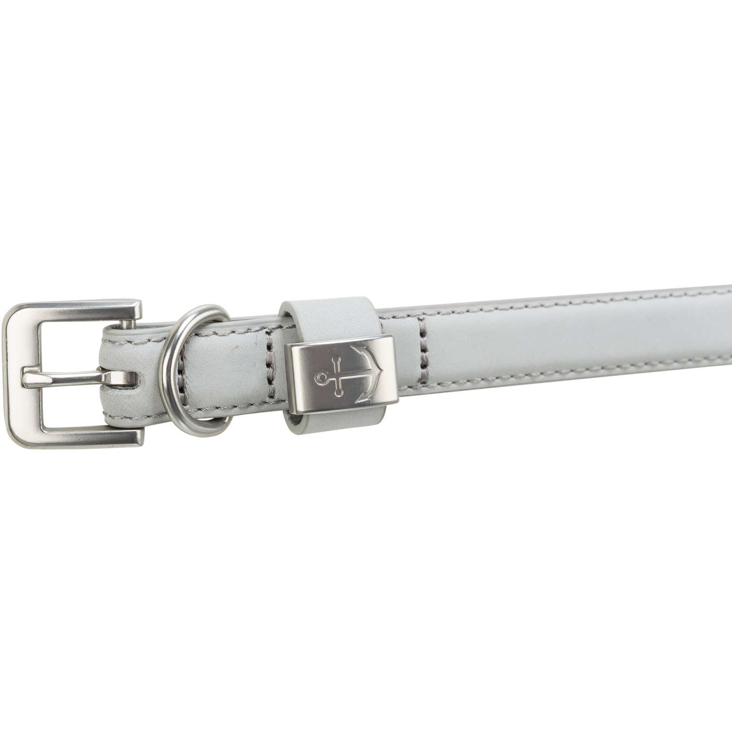 BE NORDIC Collar de Cuero, S–M, 40 cm/20 mm, Gris claro - Imagen 5