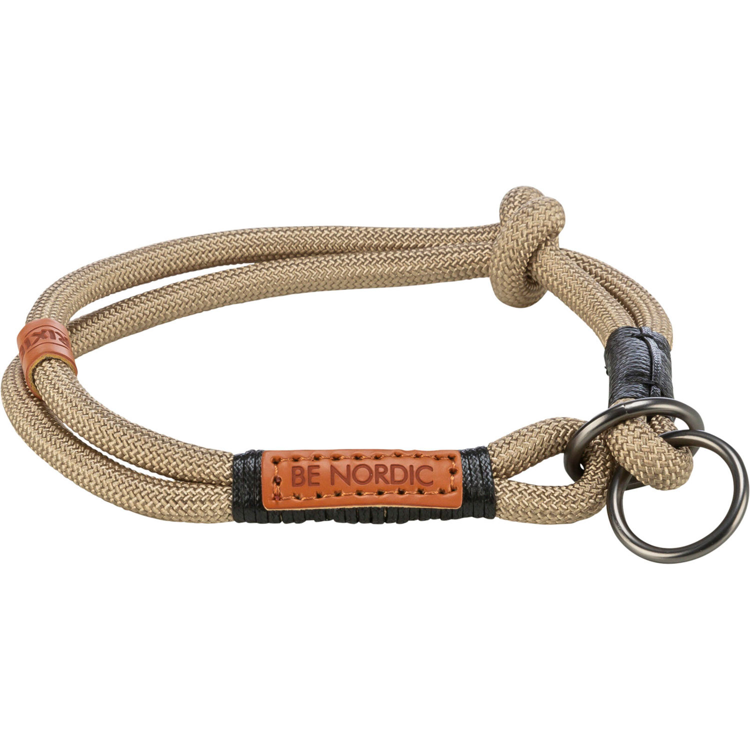 BE NORDIC Collar de Educación, M: 45 cm/ø 8 mm, Arena/Negro - Imagen 2