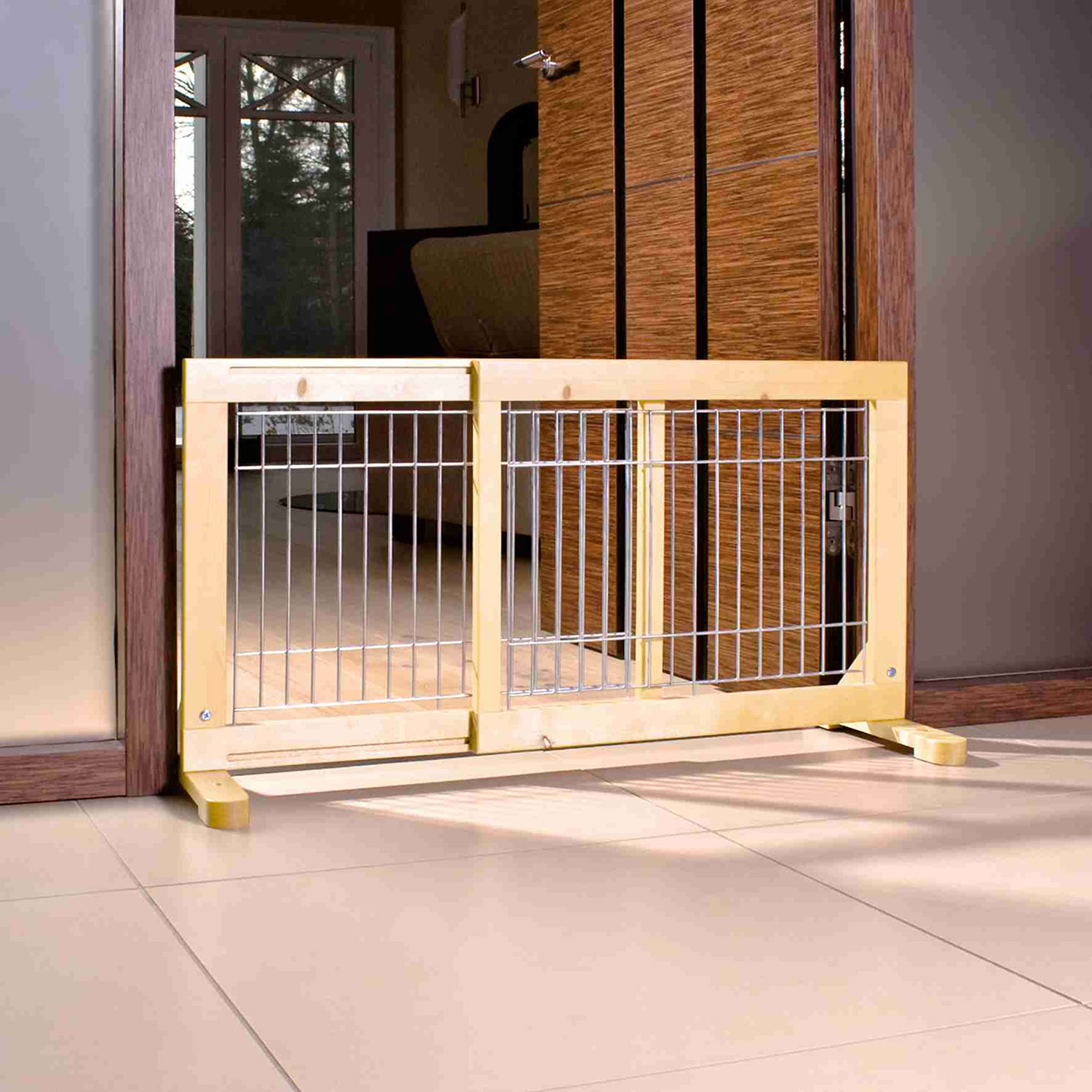Barrera extensible perros, 65-108 x 50 cm, Haya - Imagen 2