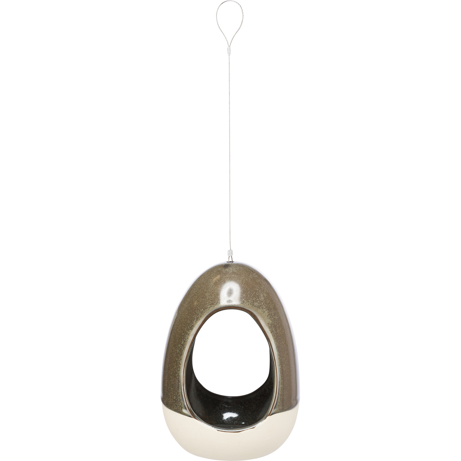 Bebedero para pájaros, para colgar, cerámica, 150 ml/ø 12 × 16 cm, verde selva - Imagen 2