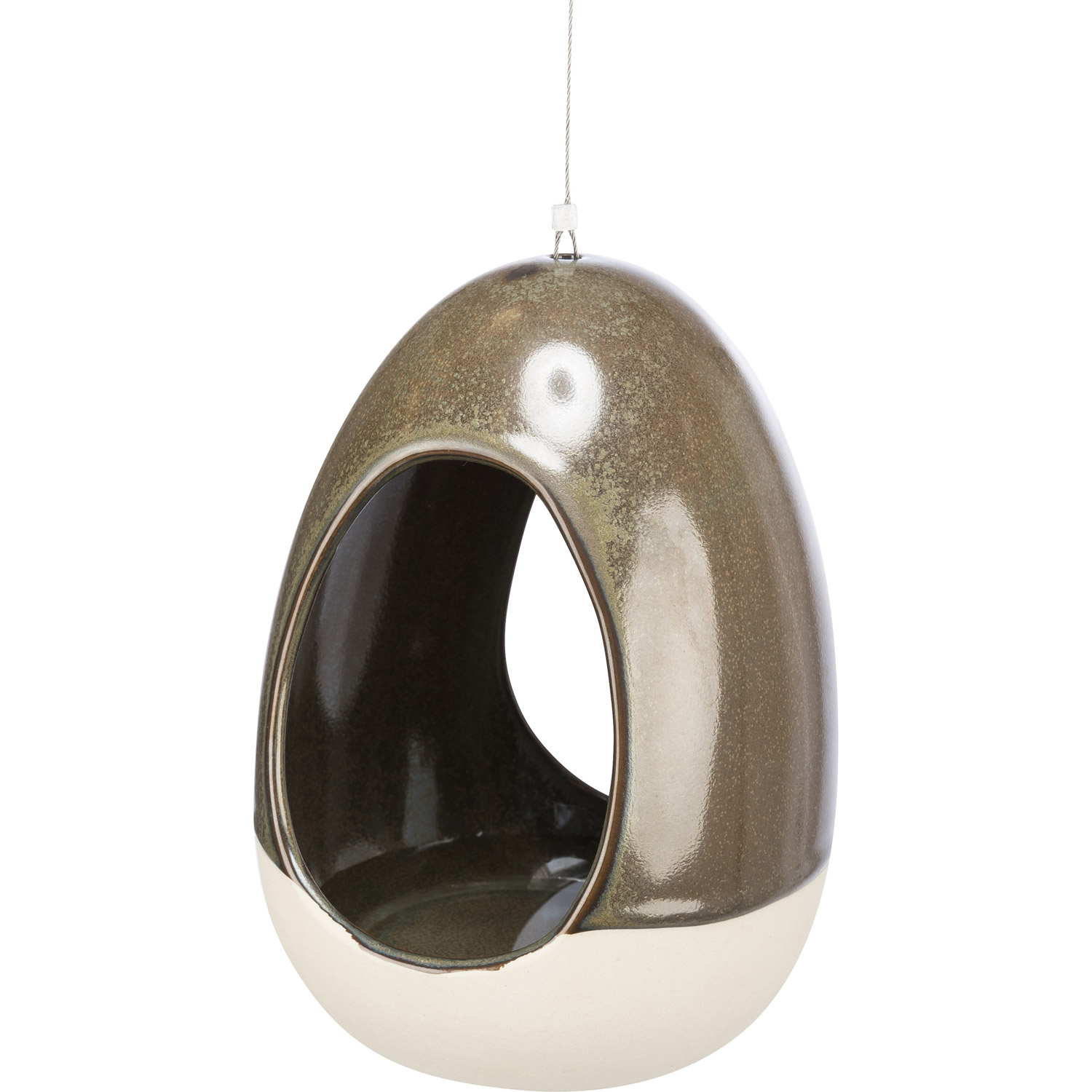 Bebedero para pájaros, para colgar, cerámica, 150 ml/ø 12 × 16 cm, verde selva - Imagen 3
