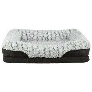 Cama Lino, cuadrada, 110 × 75 cm, Negro/Gris