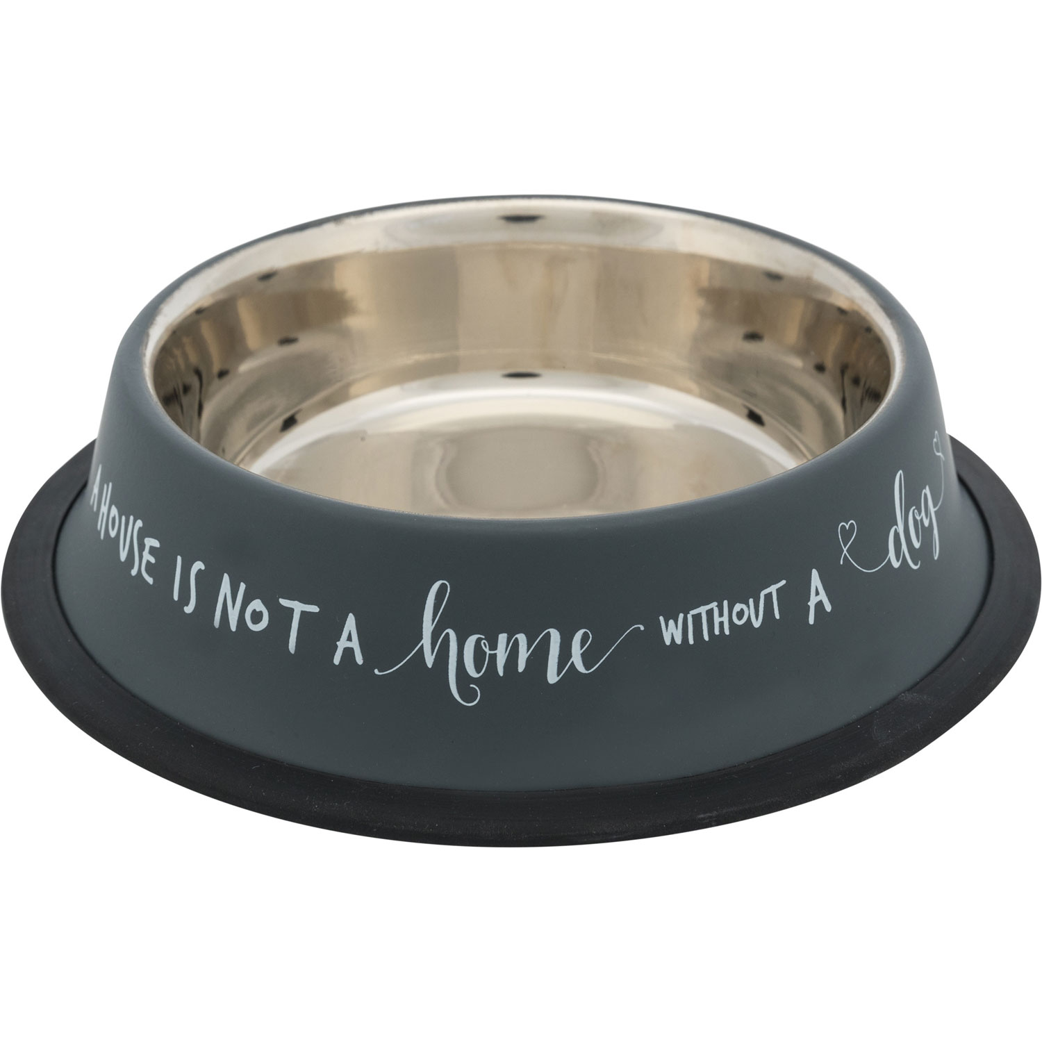 Comedero, Acero Inoxidable/anillo base de caucho, 0.45 l/ø 19 cm, Gris