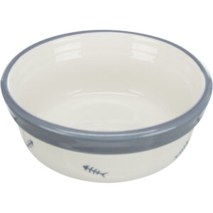 Comedero Cerámico, Blanco/Azul-Gris, 0,3 l/ø 12 cm