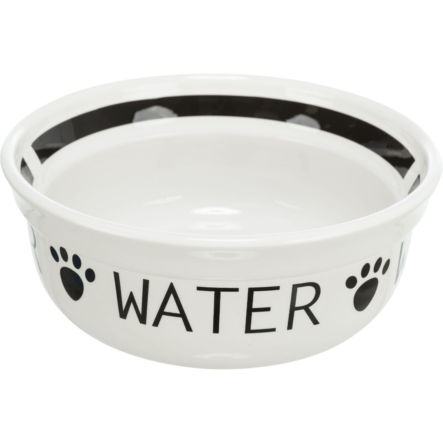 Comedero de cerámica, 0,25 l/ø 13 cm, Blanco/Negro
