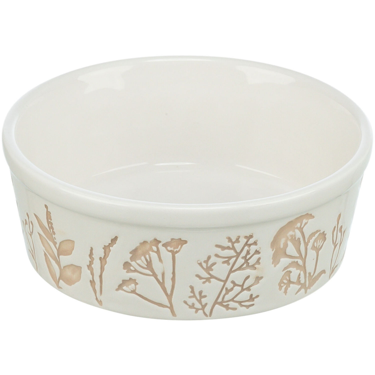 Comedero de cerámica, 1,2 l/ø 20 cm, Blanco/Taupe