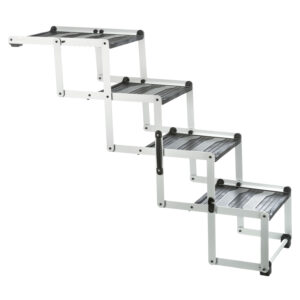 Escalera plegable 4 pasos, Aluminio/Plástico/TPR, 37 cm x hasta 70 cm x hasta 160 cm