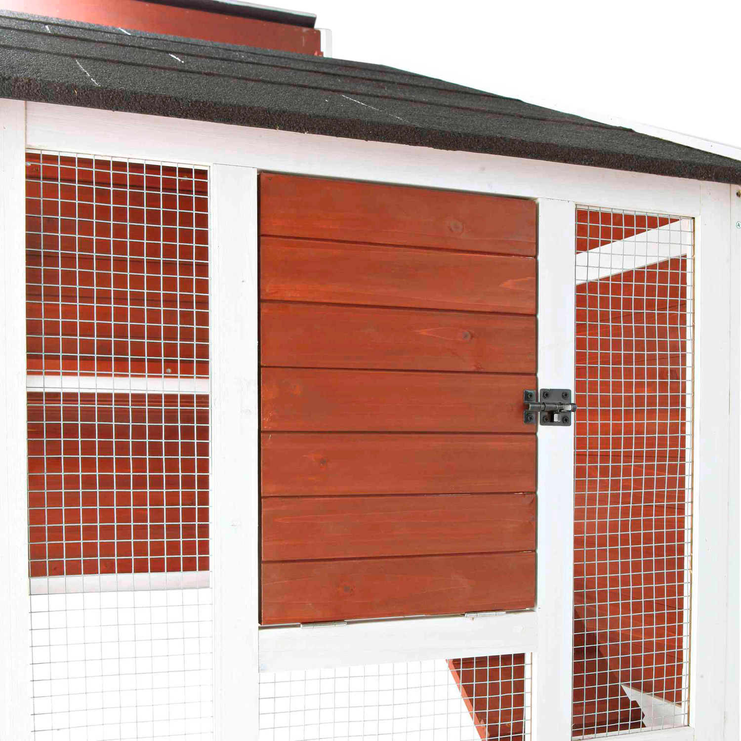 Gallinero natura con Área de Juego, madera de pino, 183 × 107 × 80 cm, marrón/blanco - Imagen 6