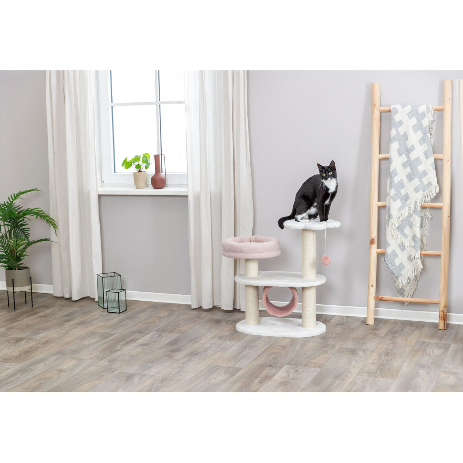 Poste Rascador Isabella, 70 cm, Blanco/Rosa - Imagen 5