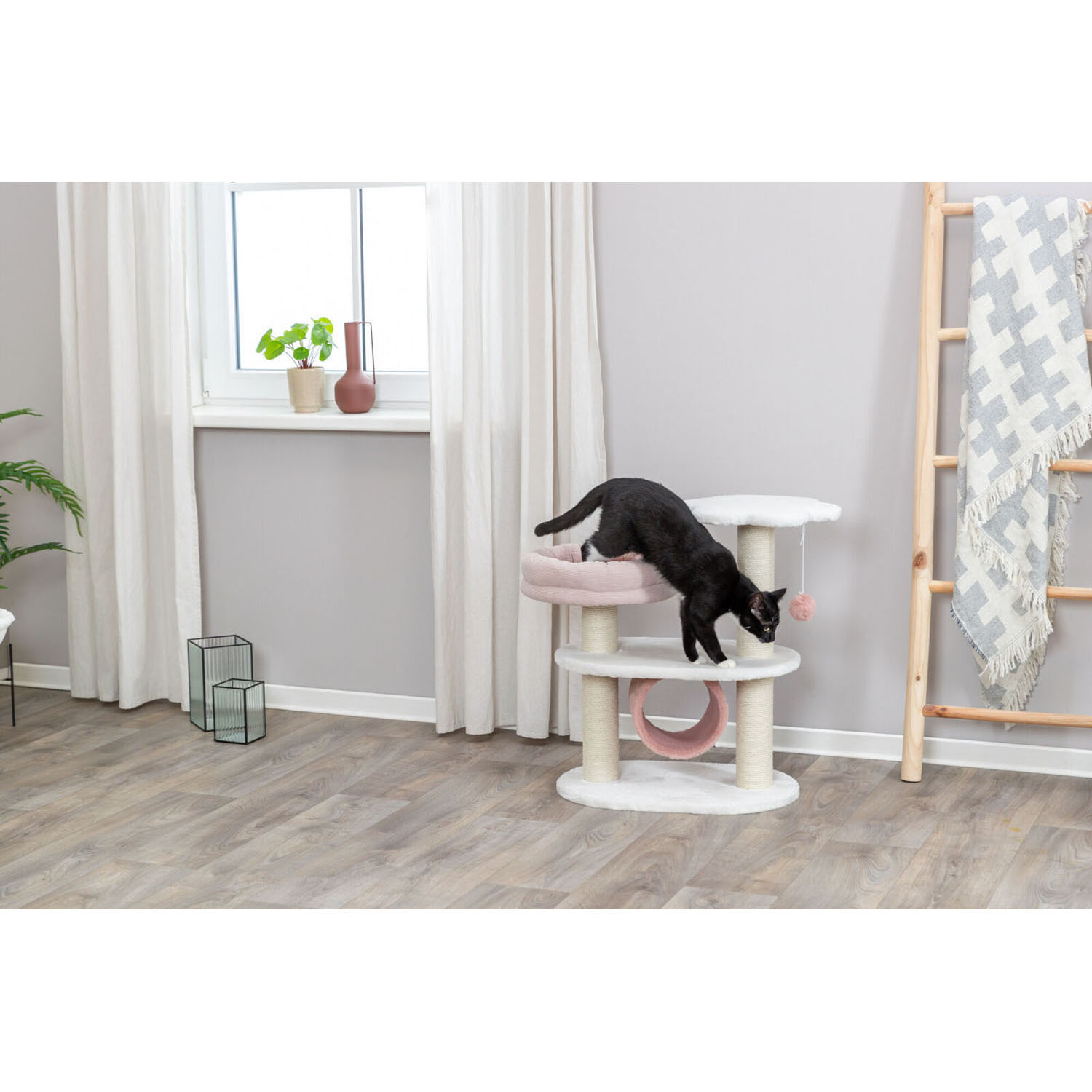 Poste Rascador Isabella, 70 cm, Blanco/Rosa - Imagen 6