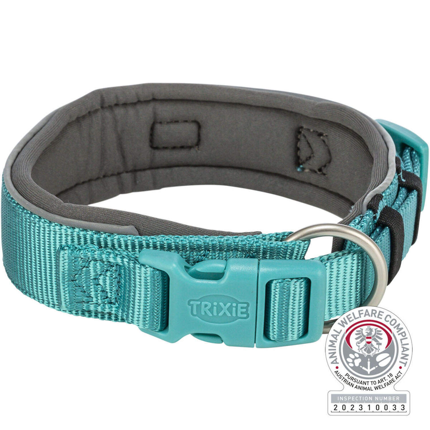 Premium Collar, extra ancho, L, 46–55 cm/50 mm, Aqua/Grafito