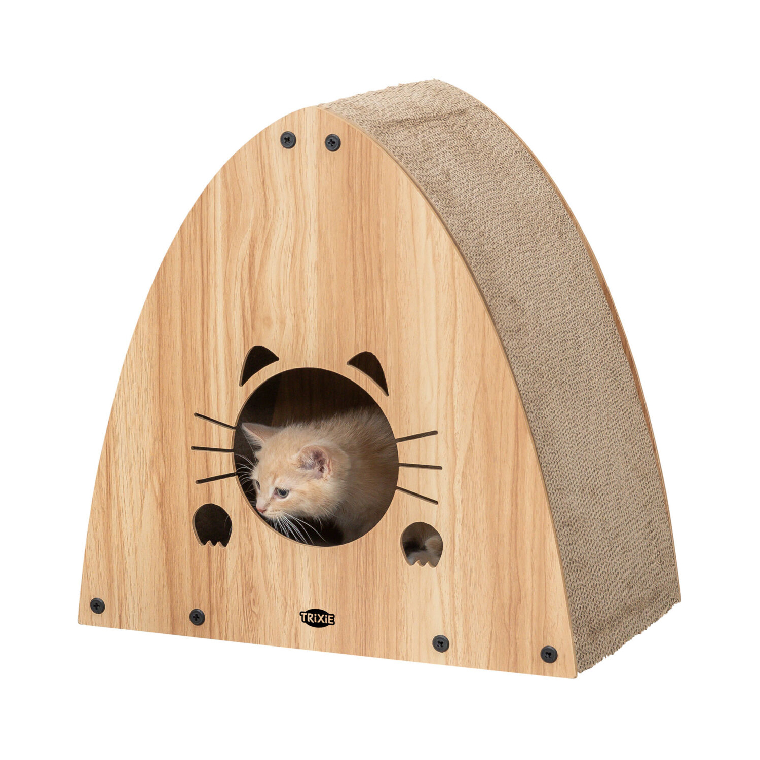 Rascador con catnip, MDF, 48 × 48 × 28 cm, marrón claro - Imagen 6