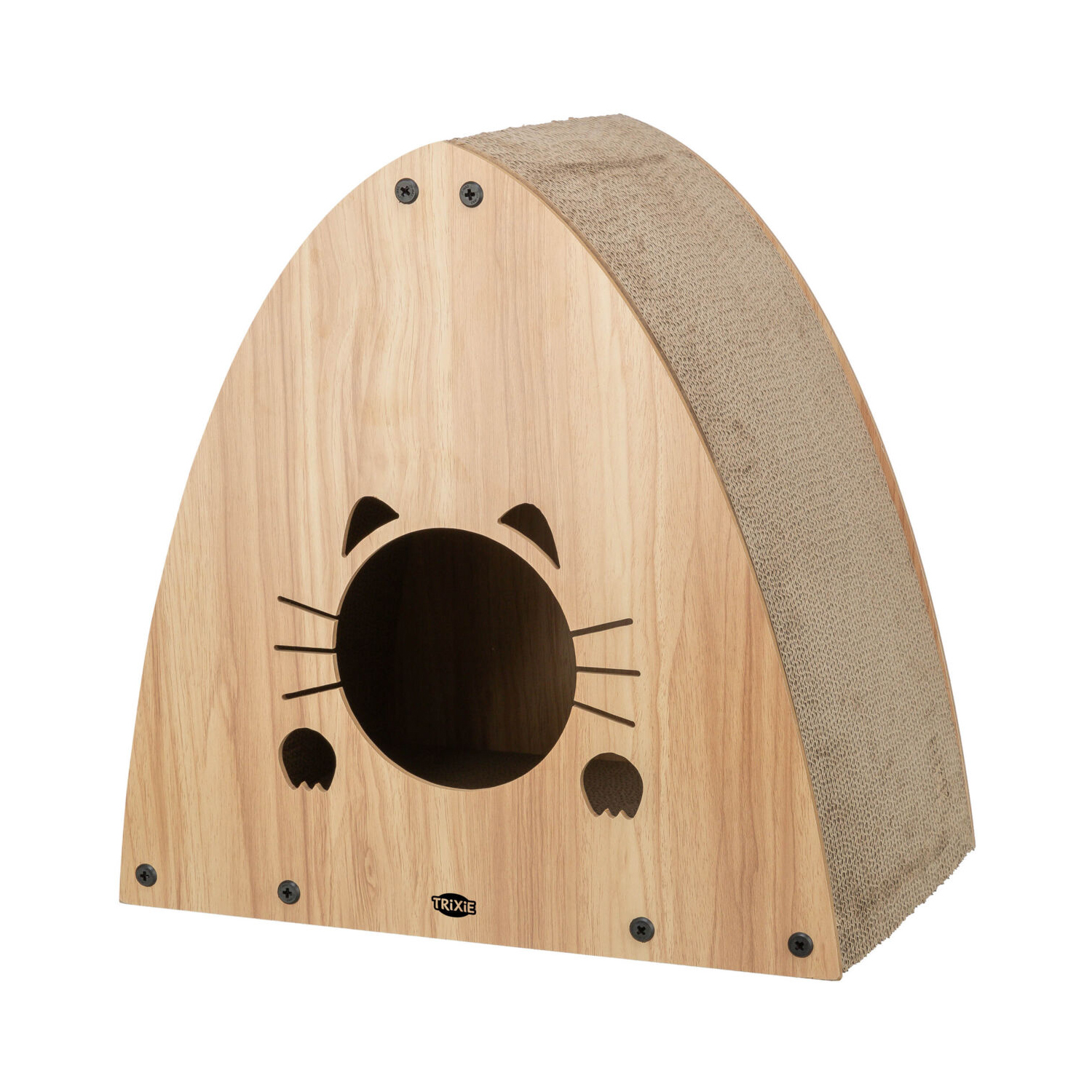 Rascador con catnip, MDF, 48 × 48 × 28 cm, marrón claro