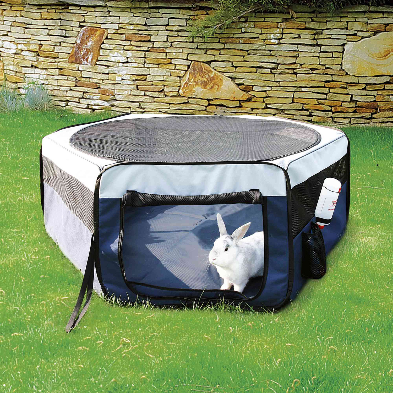 Recinto Roedores Plegable, Nylon, ø130 x 55 cm, Azul-Gris - Imagen 5