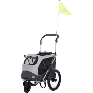 Remolque Bici, Plegado Rápido, S: 58×93×74/114 cm, Gris