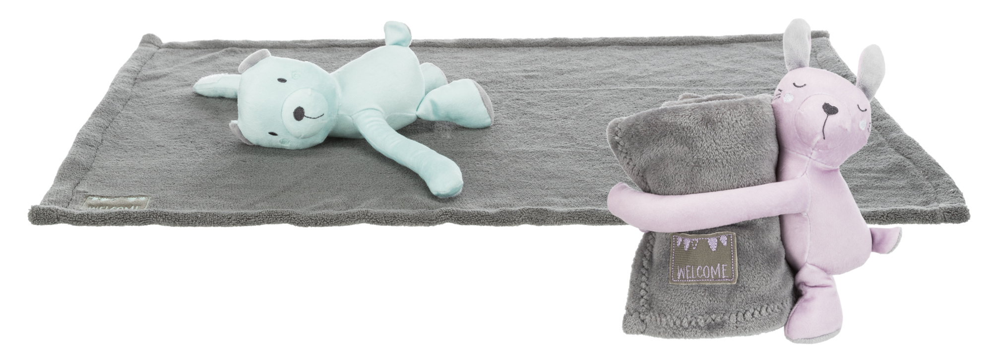 Set JUNIOR de manta/conejo, felpa,  75 × 50 cm, Gris/Lila Claro - Imagen 10