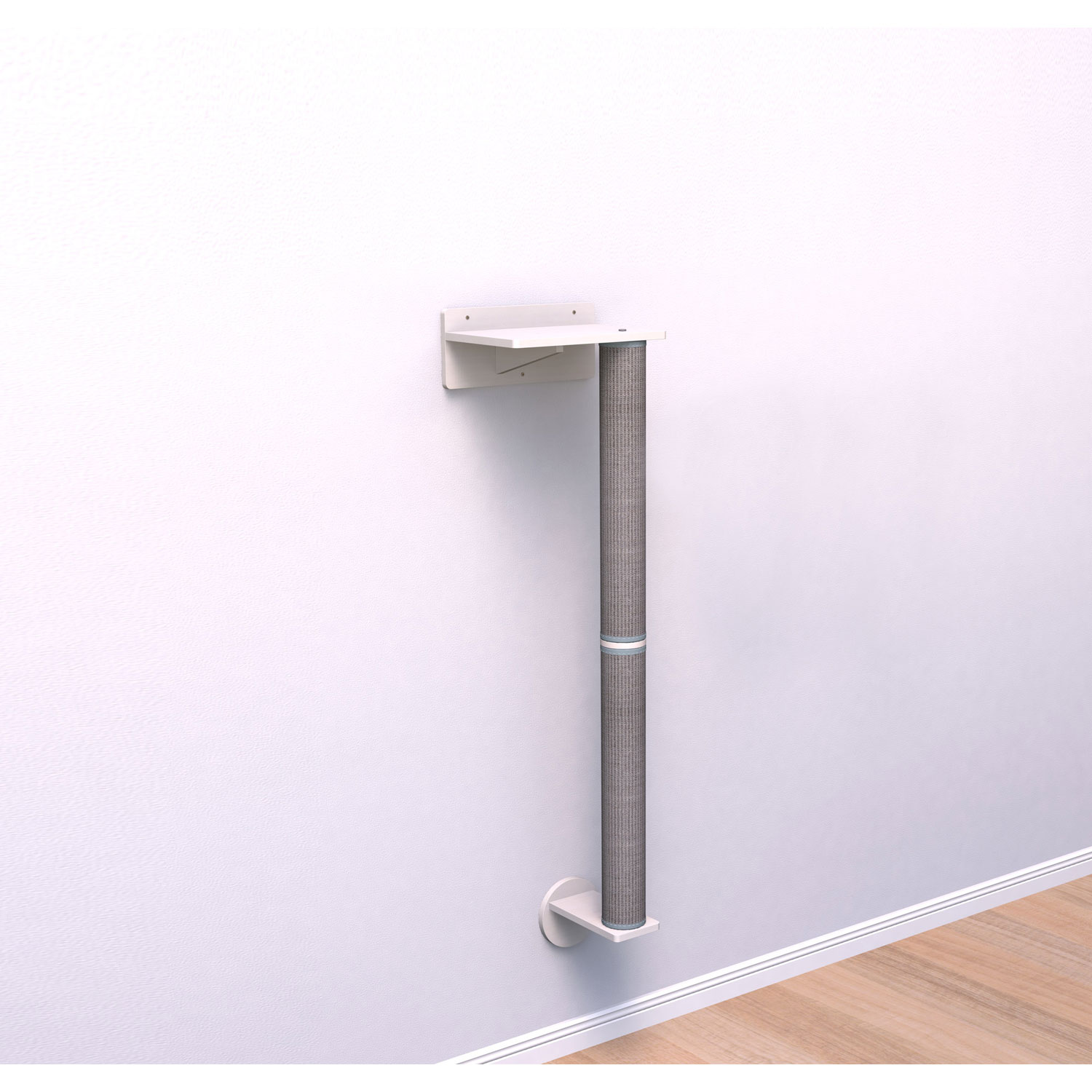 Set de pared 1, poste con soportes de pared, 35 × 130 × 25 cm, Blanco-Gris - Imagen 3
