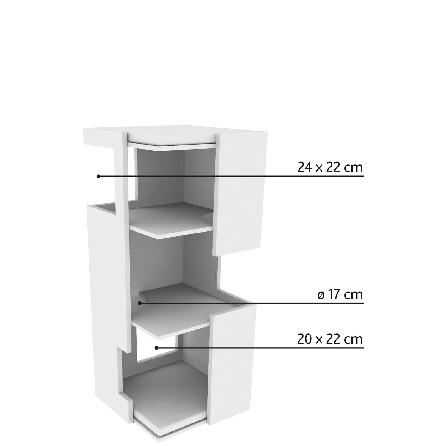 Torre Rascador Gerardo, sisal y felpa, 100 cm, Blanco-Gris - Imagen 10