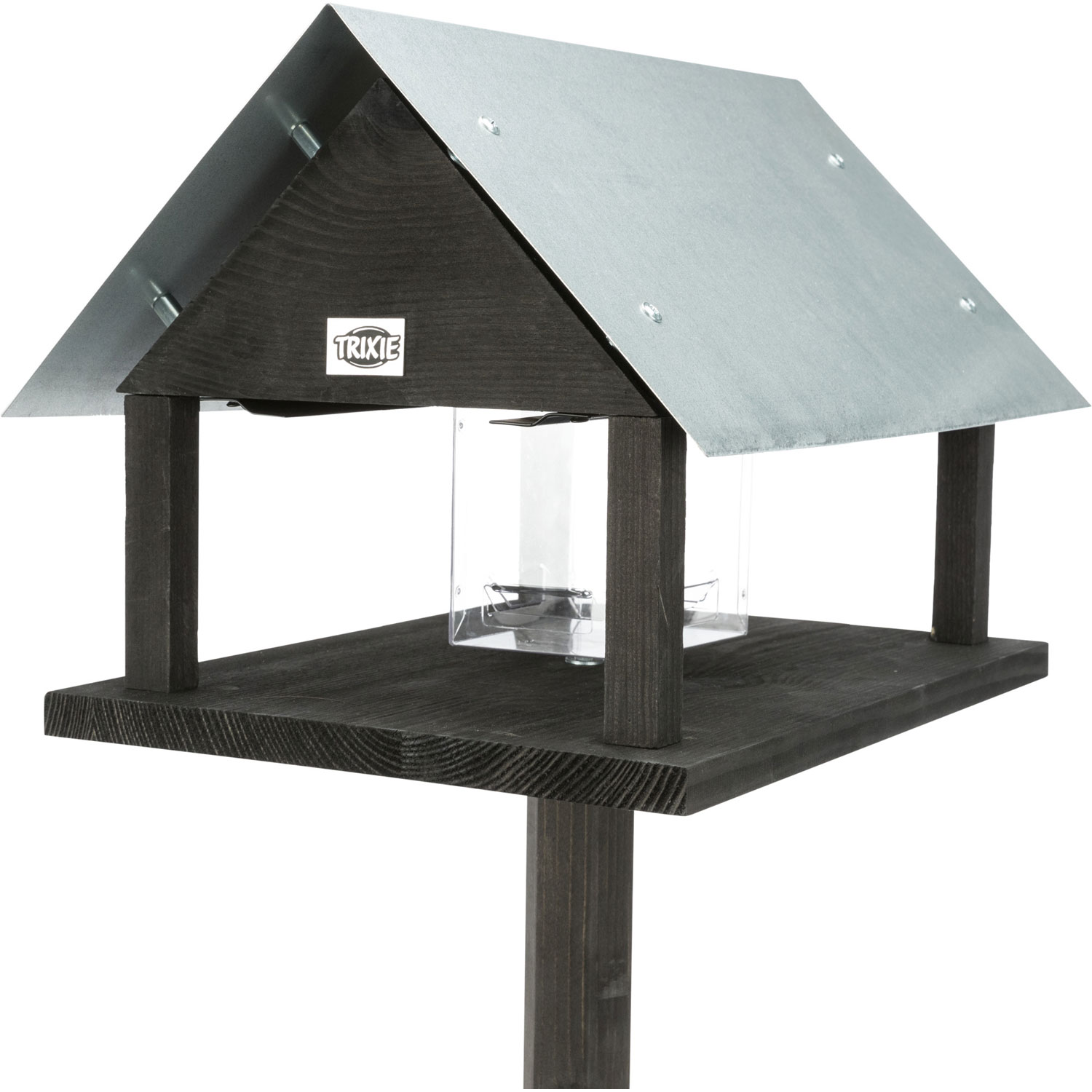 natura Comedero Pájaros, madera de abeto, 29 × 27 × 38 cm/1.24 m, Negro - Imagen 3