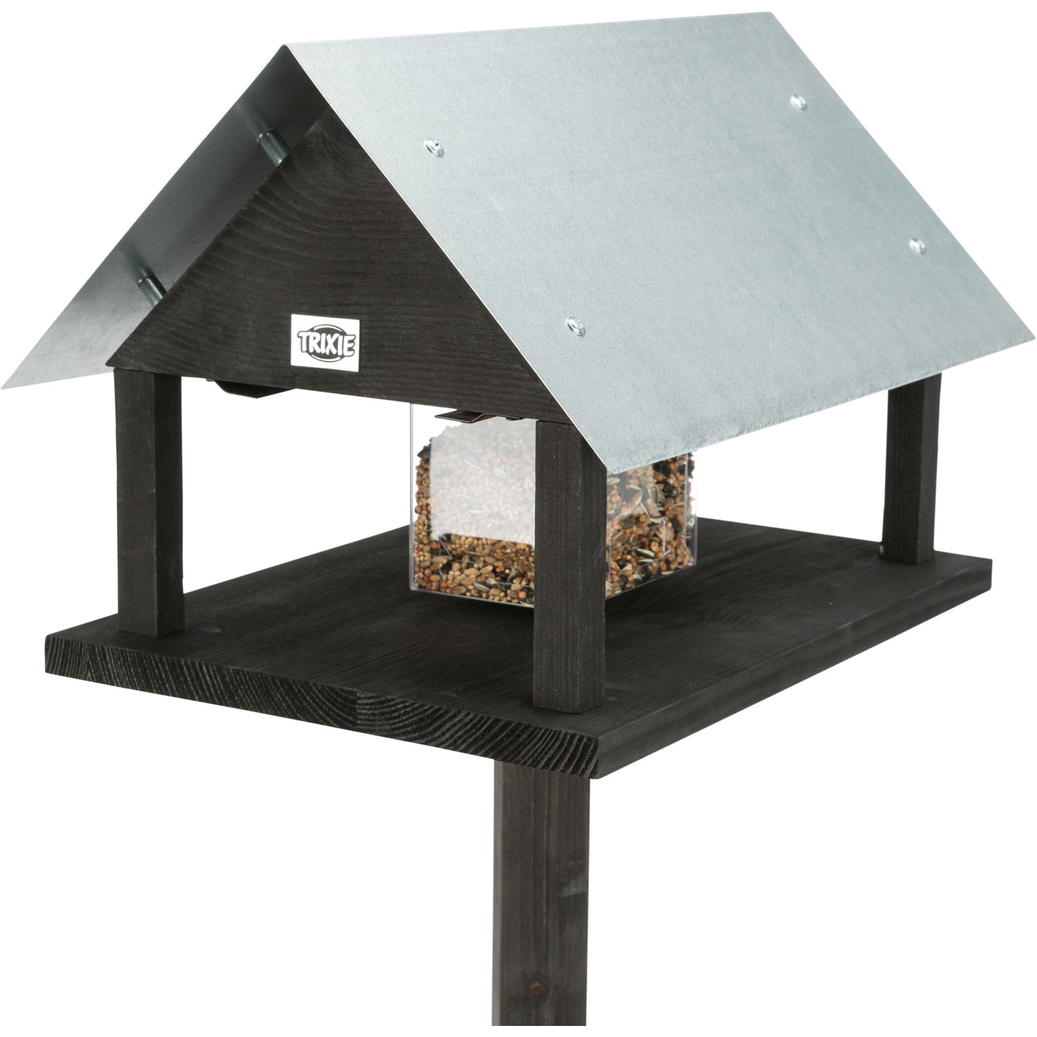 natura Comedero Pájaros, madera de abeto, 29 × 27 × 38 cm/1.24 m, Negro - Imagen 6